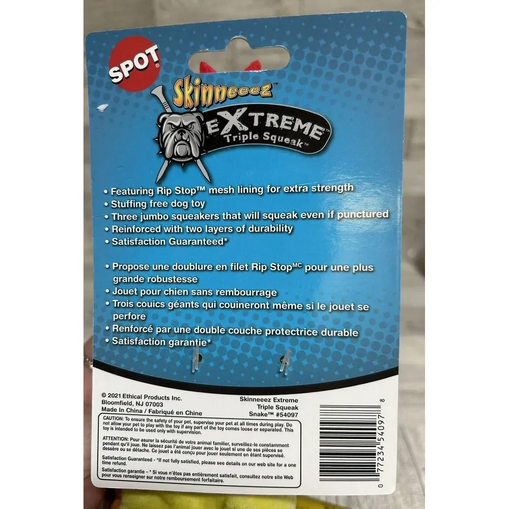 Spot Skinneeez Extreme Triple Squeak Snake‎ Dog Toy 24